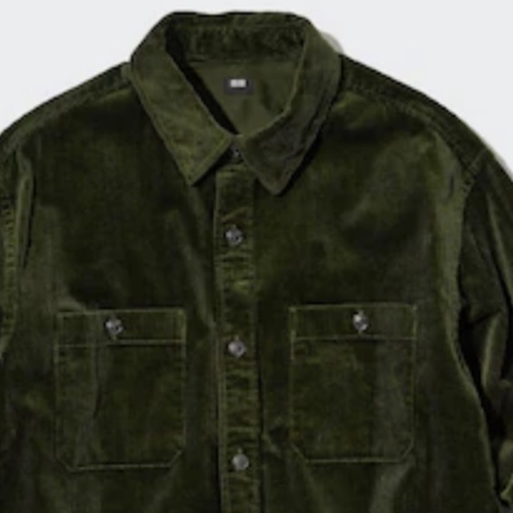 Uniqlo Green Corduroy Button Up Shirt -Sz Sm-Oversized-Cozy!-beach layer!NWOT🍂 - Picture 12 of 12
